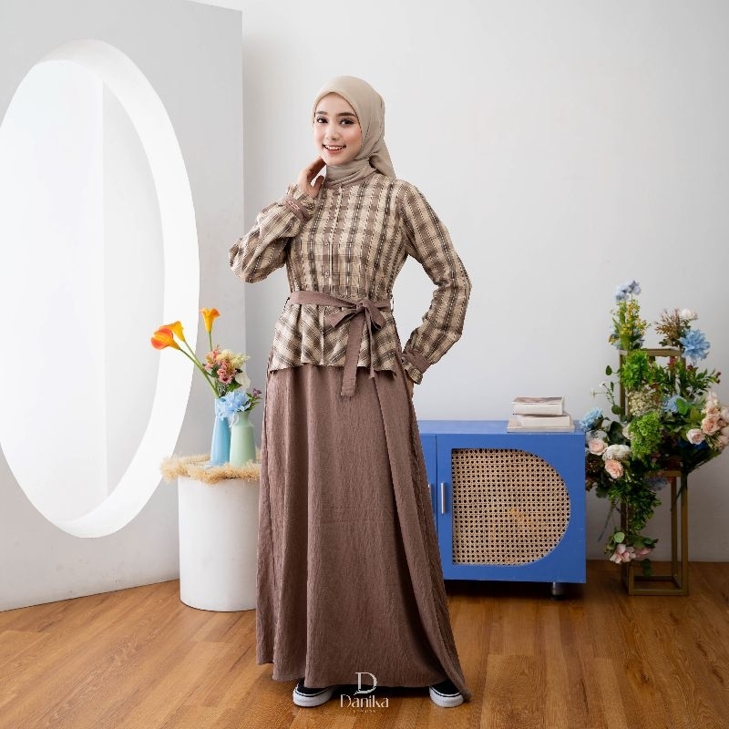 Adrellia Dress Gamis Wanita Kotak Polos Mewah by Danika Luxury S-XXL