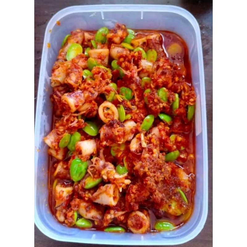 

Sambal merah cumi pete melimpah 300g kemasan thinwall