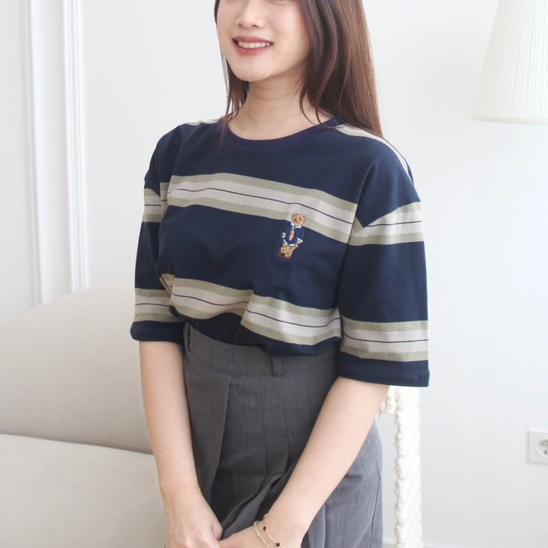 Duchess Atasan Kaos Wanita BECKY BEAR Stripe