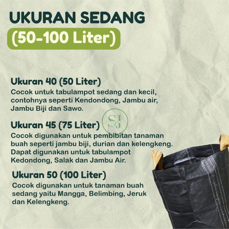 Louay_Idstore Planter Bag Bulat Silinder 100 Liter Hijau Pot Tanaman