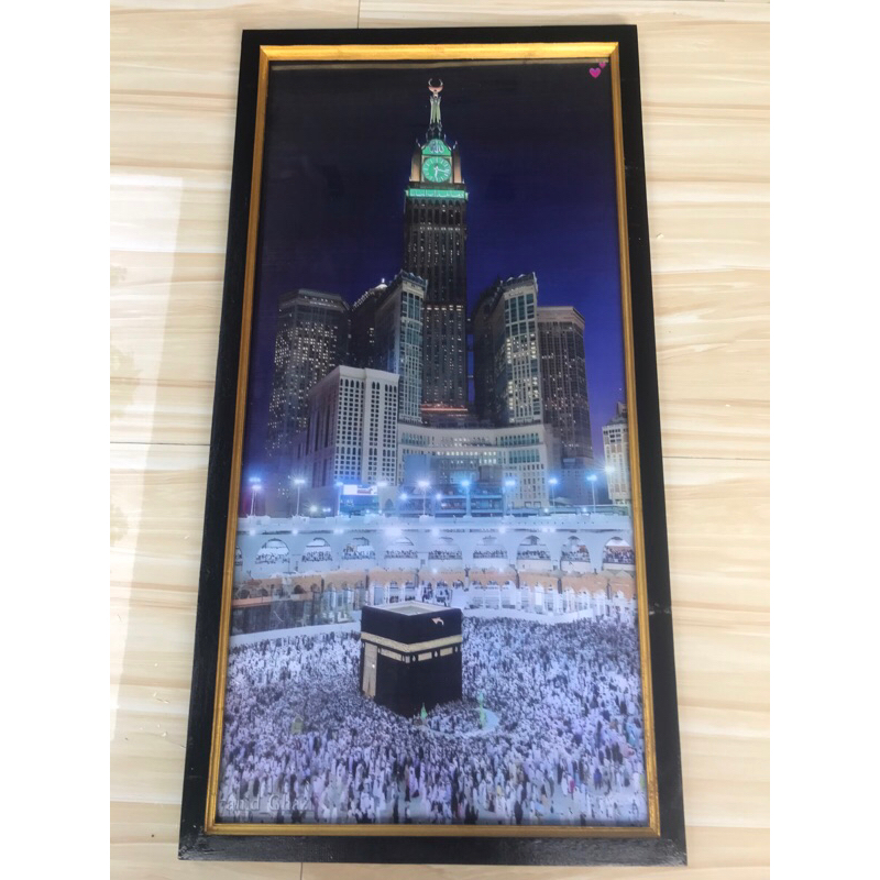 hiasan dinding gambar Mekah Madinah plus bingkai uk 100x50cm