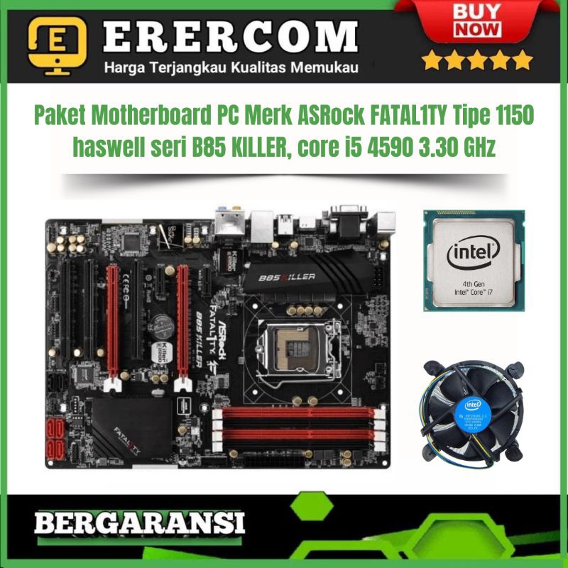 Mainboard Mobo Pc Merk Motherboard PC Gaming ASRock FATAL1TY B85 KILLER 4 Slot Ram USB 3.0 Paket Pro
