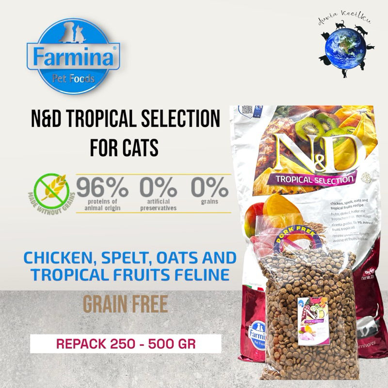 Farmina N&D Tropical Selection Chicken Grain Free For Cats - Makanan Premium Kucing (250gr - 500gr)