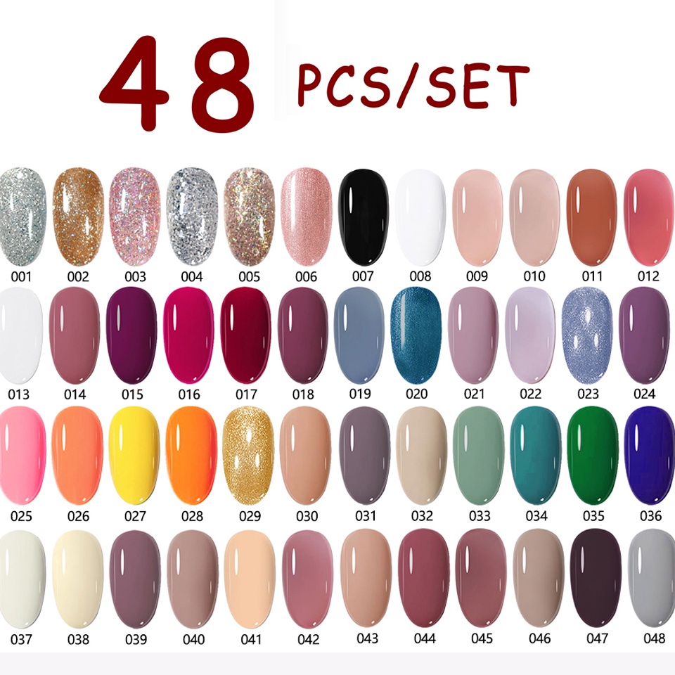 Nzu36 Set Kutek Gel UV LED gel polish 48 COLOUR nail art Cat Kuku nail Polish Terbukti