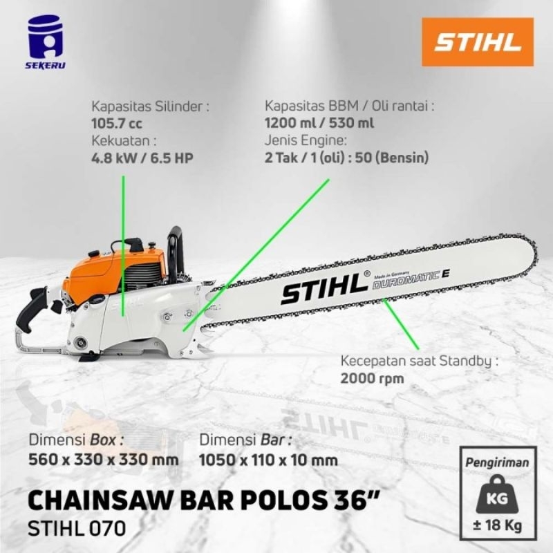 Mesin Chainsaw STIHL MS-070 Original Bar 36" Inchi Made In Germany