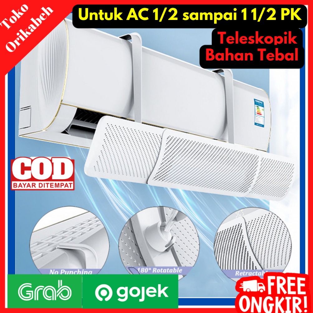 KODE E52L CARV Reflektor AC Talang Cover Penahan Angin Indoor Penghalang Hembusan AC Kamar 5 PK 1 PK