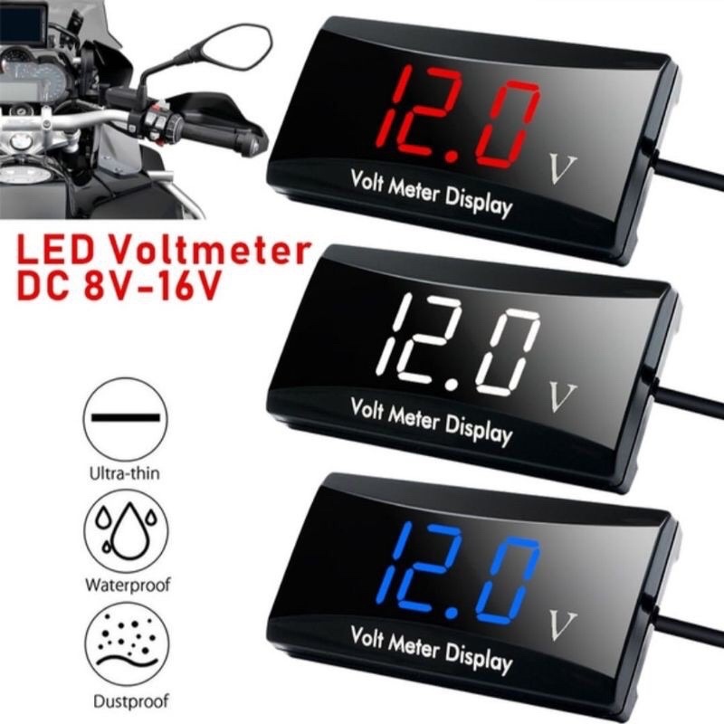 VOLTMETER LED AKI VOLTMETER UNTUK TES AKI MOTOR VOLTMETER WATERPROOF