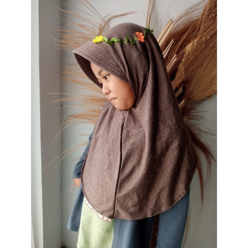 Jilbab antem flower kids/ Jilbab mahkota bunga Anak/Jilbab Kaos 354