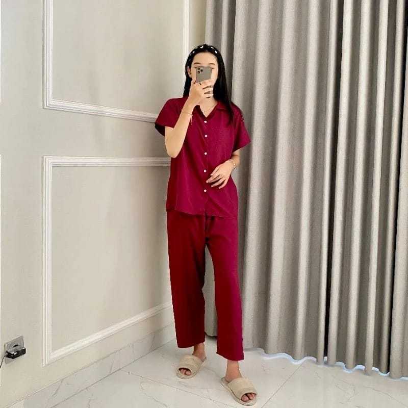 PGS Setelan Wanita Rayon Polos Lengan Pendek Premium Taylor Sinta One Set