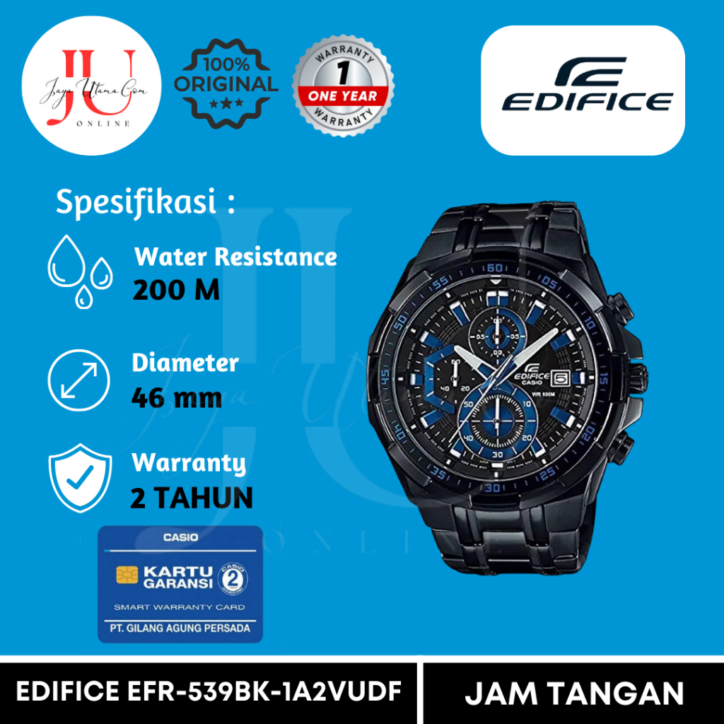 Casio Edifice EFR-539BK-1A2VUDF Chronograph Men Black Dial Black Stainless Steel Band