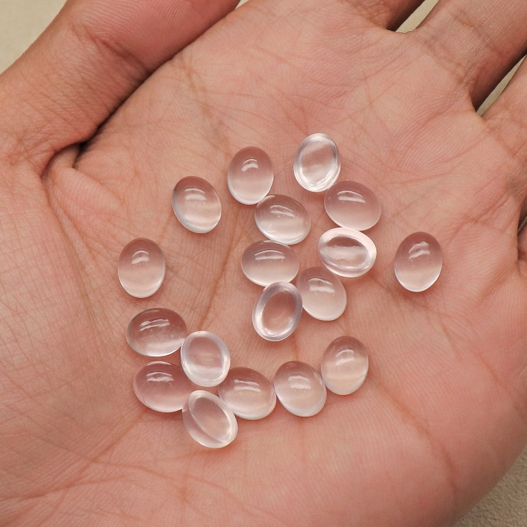 NATURAL ROSE QUARTZ OVAL CABOCHON SIZE 7x9 mm | BATU PERMATA NATURAL ROSE QUARTZ | BATU ROSE QUARTZ 