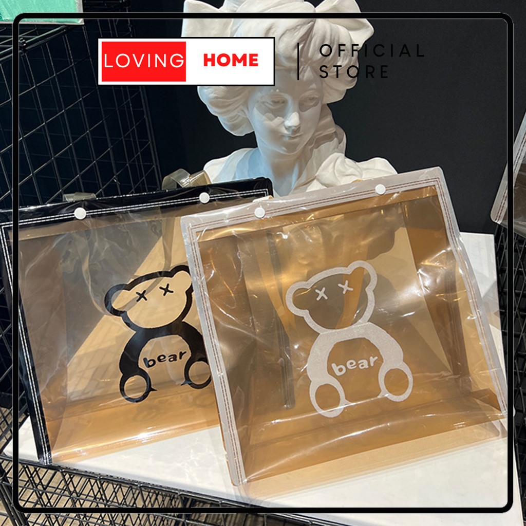 

LOVING HOME - Tas Kado Paper Bag Transparant Bear Cokelat Premium Sovenir Goodie Bag