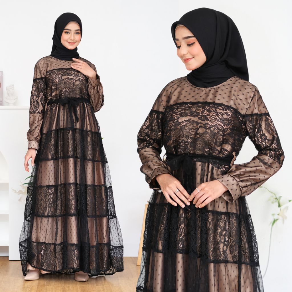 Gamis Brokat Nadhira Tile Dotty By Aghnia Grosir Gamis Wanita Asmirandah Wisuda Kondangan Ada Jumbo