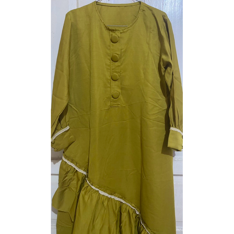 preloved gamis warna lemon