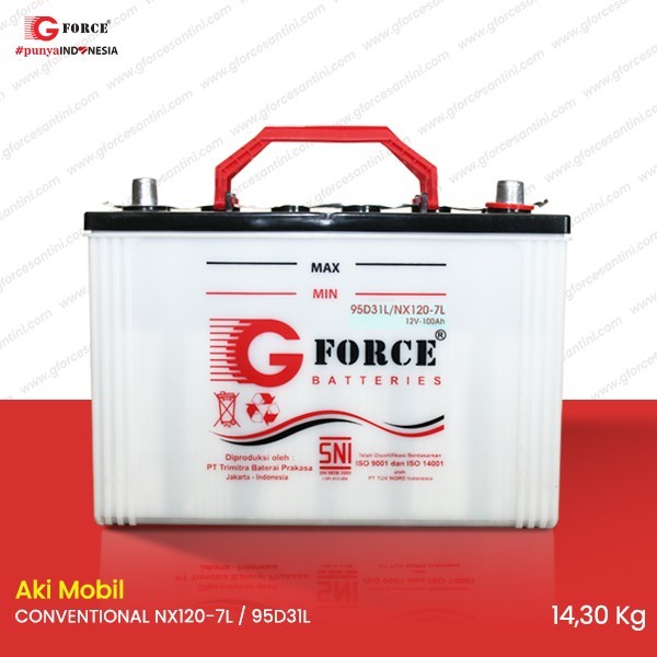 G Force Aki Mobil Conventional NX120-7L/95D31L 100AH 12V
