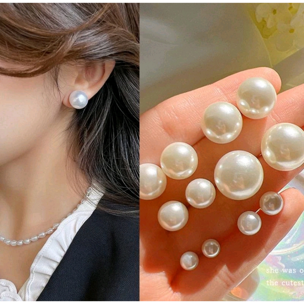 anting mutiara • anting tusuk • anting stud • anting pearl •giwang mutiara • ukuran 4mm 6mm 8mm 10mm