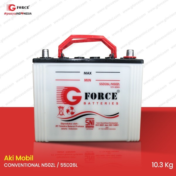 G Force Aki Mobil Conventional N50ZL/55D26L 60AH 12V