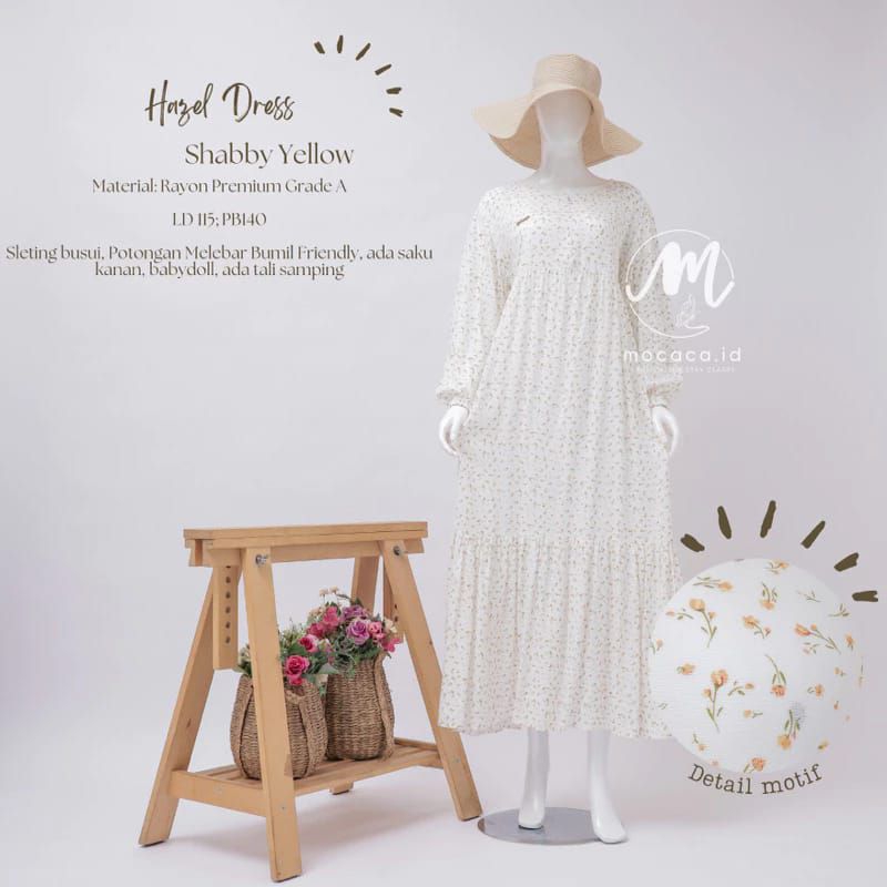 Gamis rayon premium motif bunga lengan balon