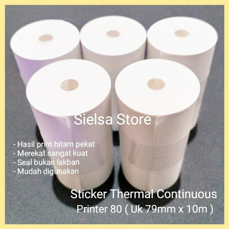 

KERTAS STIKER PRINTER THERMAL 80MM x 10 METER CONTINUOUS / LABEL STICKER CETAK RESI OLSHOP (BB)