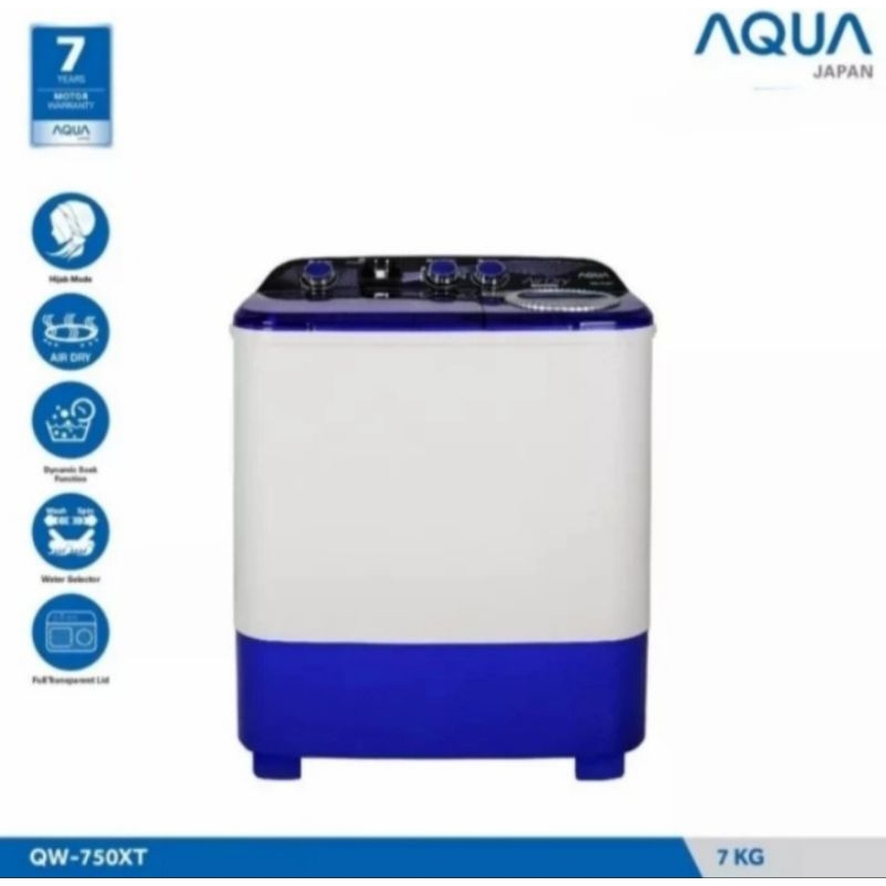 Mesin Cuci AQUA Japan QW-750XT | 2 tabung 7 kg QW750XT QW750 XT hijab