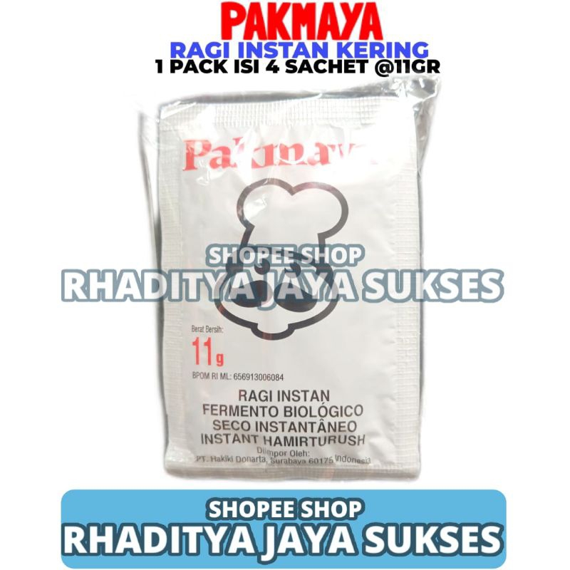 

Pakmaya Ragi Instan Kering Dry Yeast 1 Pack Isi 4 Sachet 11 GR