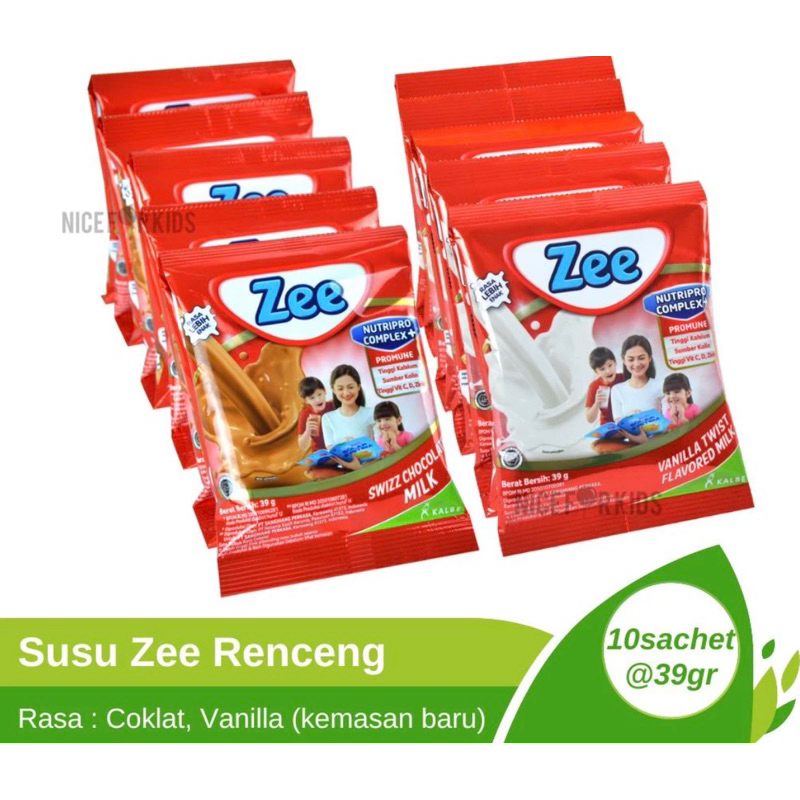 

SUSU ZEE RENTENG SUSU ANAK TINGGI KALSIUM COKLAT DAN VANILA 1 RENTENG ISI 10 PCS