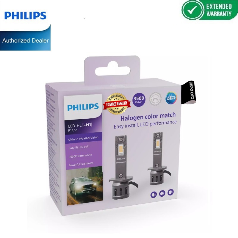DEPO OTO X PHILIPS Ultinon Weather Vision LED H1 3500K Bohlam Lampu Mobil Kuning