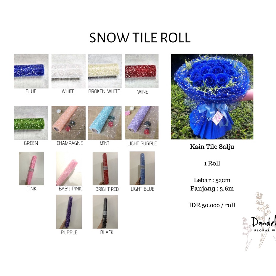 

Hemat Banyak SNOW TILE ROLL KAIN TILE SALJU PER ROLL KAIN PEMBUNGKUS BUKET BUNGA FLOWER WRAPPING