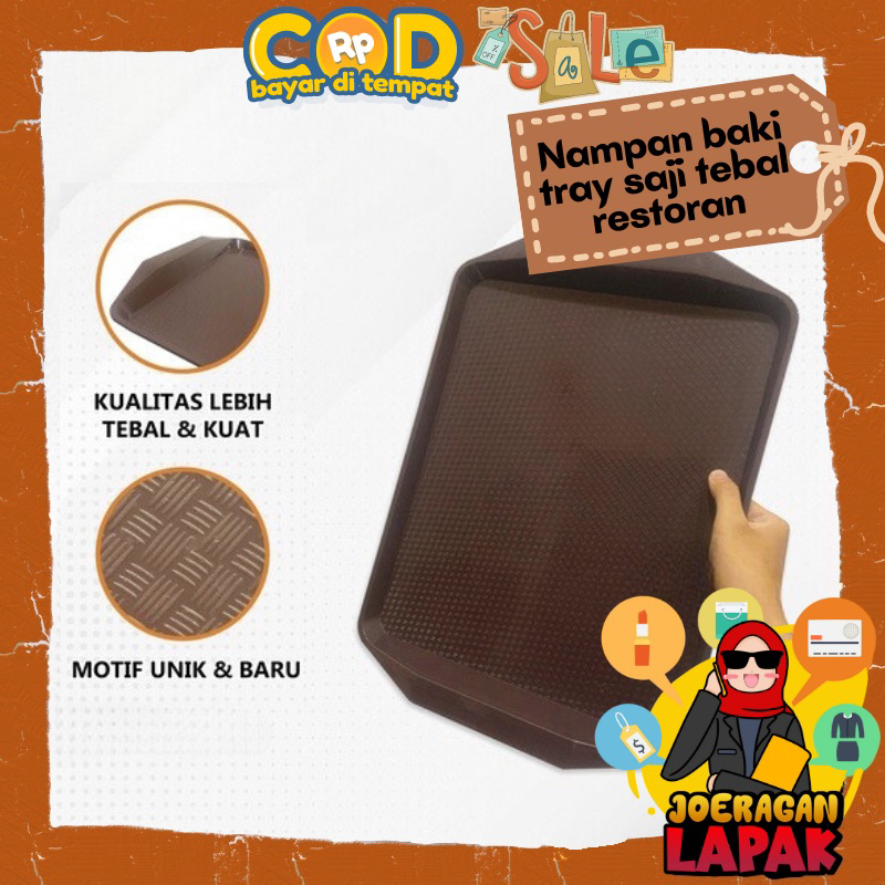 [JOERAGAN LAPAK] NAMPAN RESTO -BAKI PLASTIK TEBAL MOTIF ROTAN PLASTIK FOOD TRAY SAJI BESAR RESTORAN