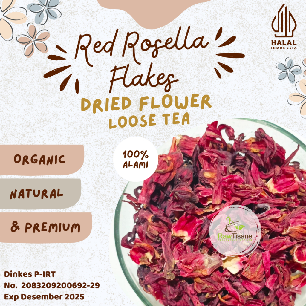 

Red Rosella Flower Tea Flakes / Teh Serpihan Bunga rosella Merah Isi 100 Gram