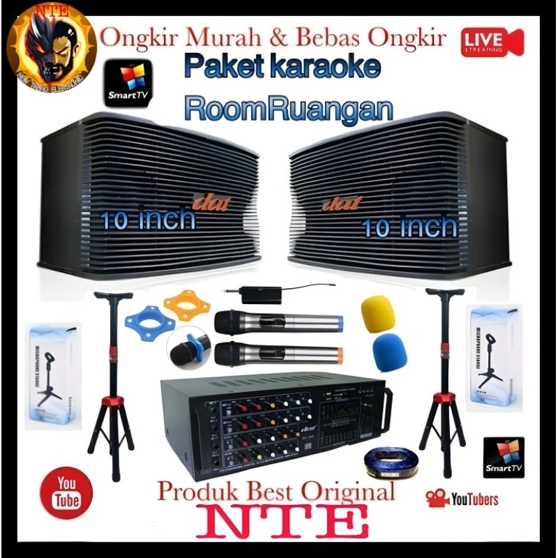 Paket Sound karaoke Set speaker Dat 10 inch Original Audio ruangan