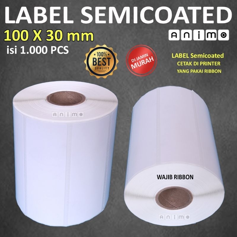 

RB Label Semicoated 100 x 30 - Label Barcode Semicoated 100x30 MM - Stiker Semicoated 10x30 Cm Isi