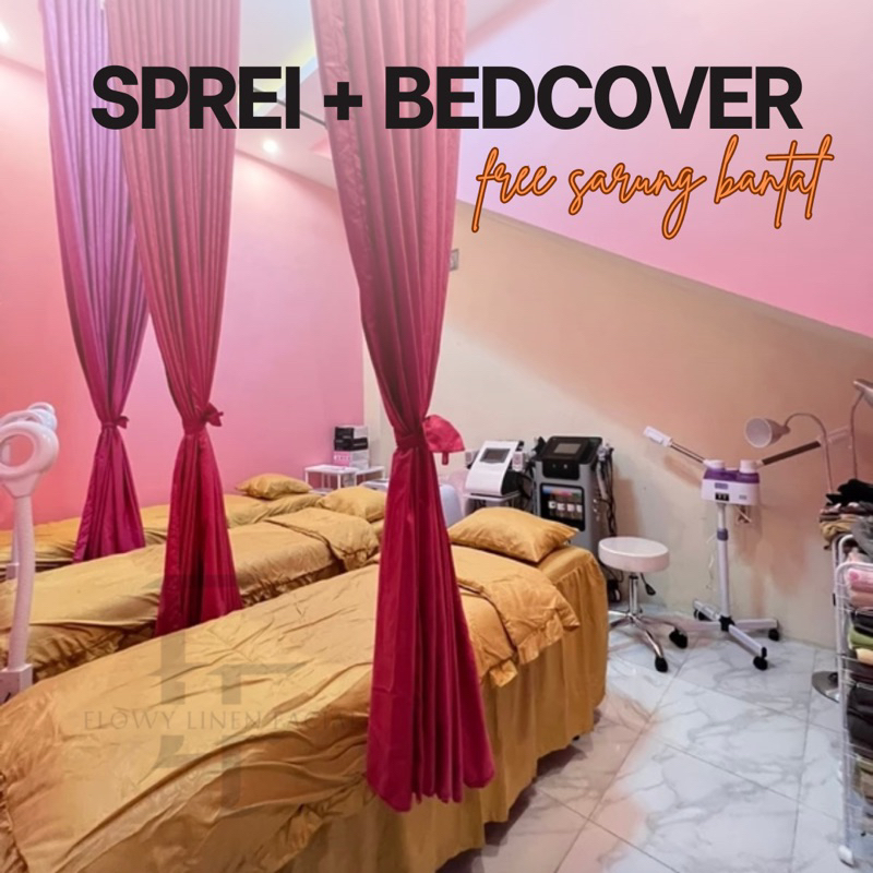 Sprei dan Bed Cover Selimut Isi Dakron Sprei Salon Sprei Eyelash Bedcover Klinik Kecantikan Sprei Ru