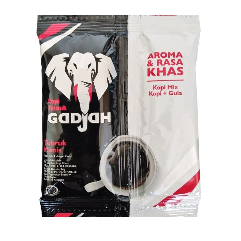 

Kopi Tubruk Gadjah + Gula 24Gr / 1 Pc