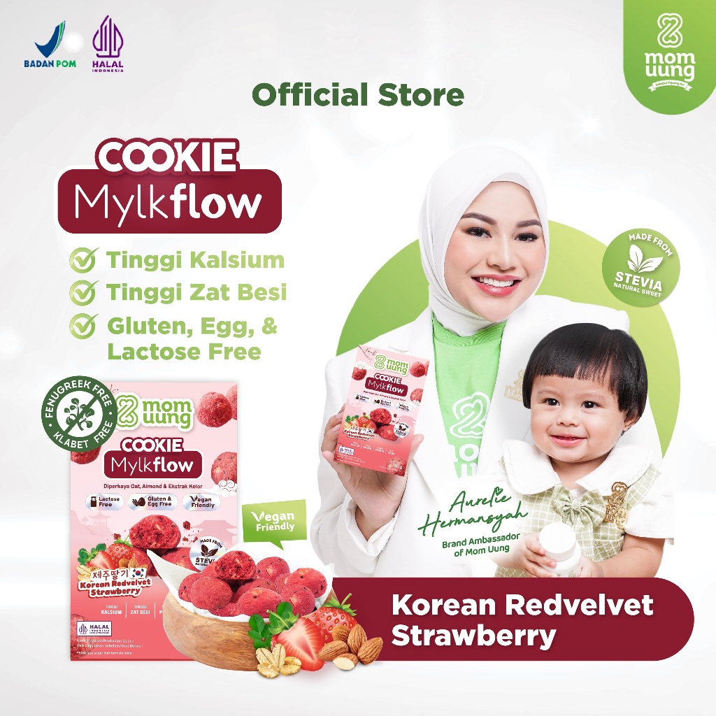 

MOM UUNG NEW COOKIE MYLKFLOW KOREAN REDVELVET STRAWBERRY / COOKIE SEHAT / VEGAN FRIENDLY