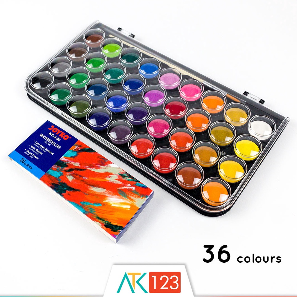 

Cat Air Padat Cake Blocks Solid Watercolor Set 36 Warna Colors Joyko WC336 ART S5M9