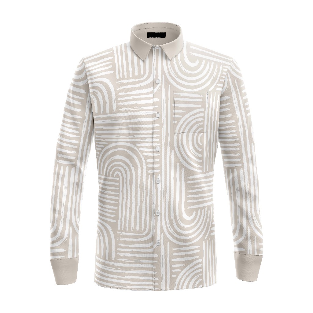 Kemeja pria lengan panjang - Abstract line in nude colors 17148190
