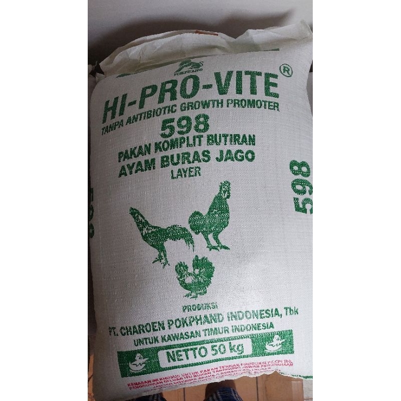 [1KG] Hi-Pro-Vite 598 - Pakan ayam bangkok / aduan fase dewasa / indukan (butiran besar)