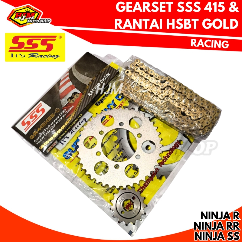 GEARSET SSS 415 NINJA RR / NINJA R / NINJA SS & RANTAI SSS 415 HSBT GOLD