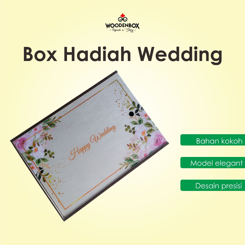 

Box Hadiah Premium Kayu Pernikahan Happy Wedding (Sudah Dirakit)