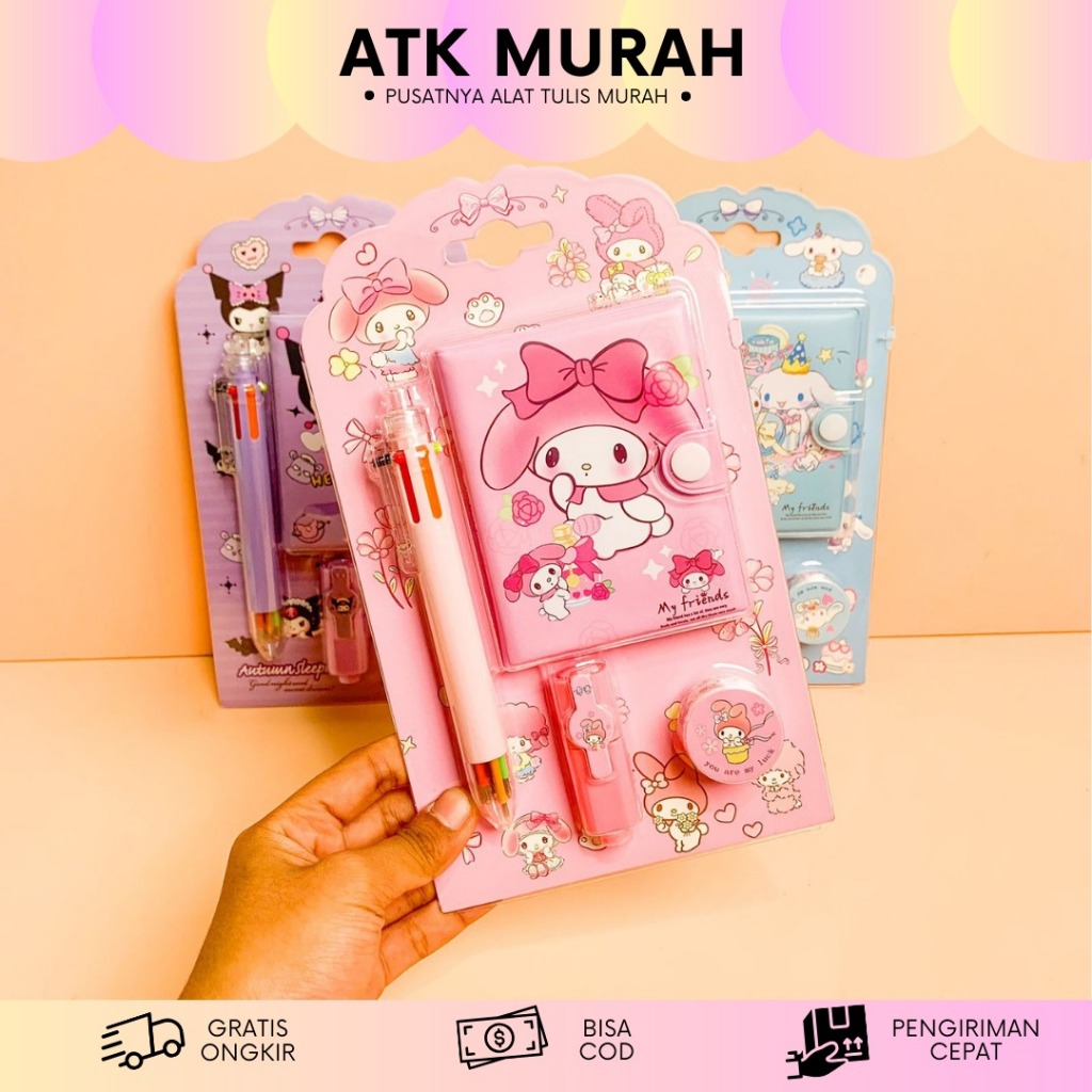 

SET ALAT TULIS 4 IN 1 SANRIO SAT-1259 TERMURAH ALAT TULIS KANTOR CINAMOROLL KUROMI TERJANGKAU BISA COD