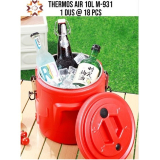 Ice Bucket Three Walled Kapasitas Besar/ Tong Merah Tahan Dingin Dan Panas/ Termos Air Stainless Ste