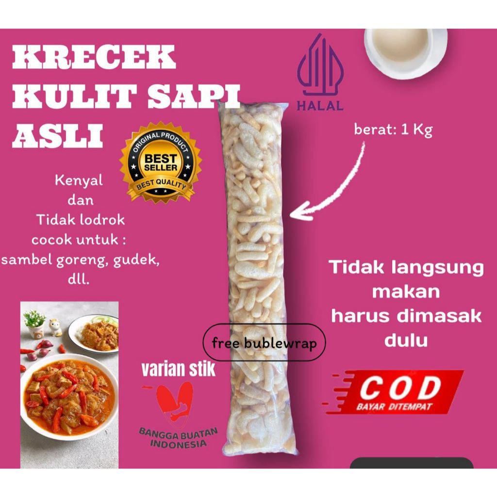 

Piscoklegit_ 1 Ball Krecek Sayur Kulit Sapi Asli 1 Kg Super Kenyal, Rambak Untuk Di Sayur