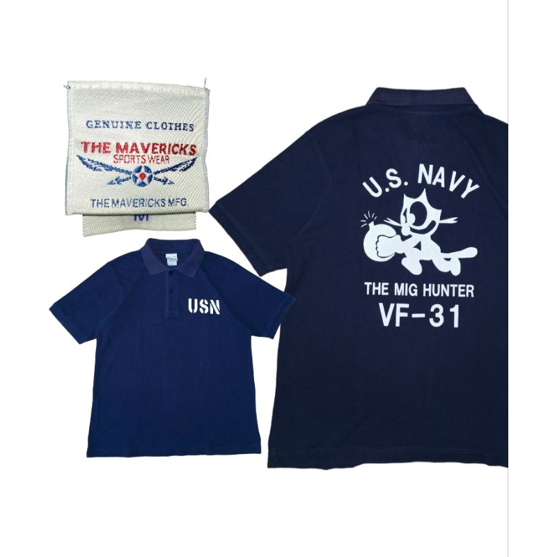 Mig Hunter US Navy Squadron VF-31 Tomcatters Felix The Cat Polo Shirt X Alpha Industries Sessler Hou