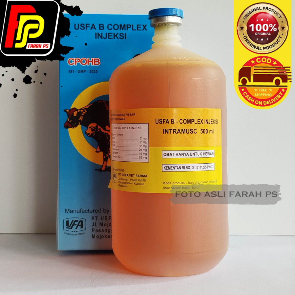 Usfa B Complex Injeksi 500 ml Vitamin B Kompleks Hewan