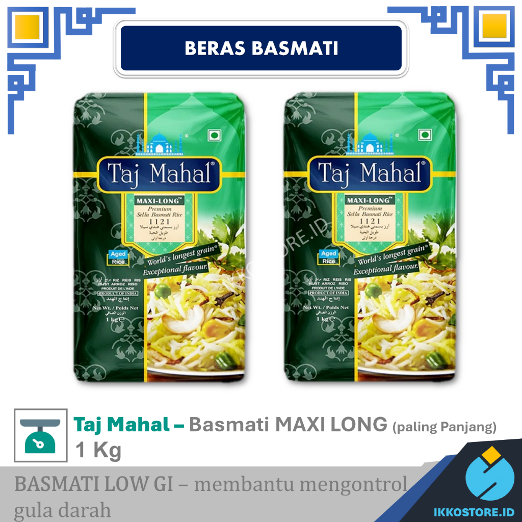 

Beras Basmati Premium TAJ MAHAL SELLA BASMATI RICE 1121 1 KG Low GI MAX LONG