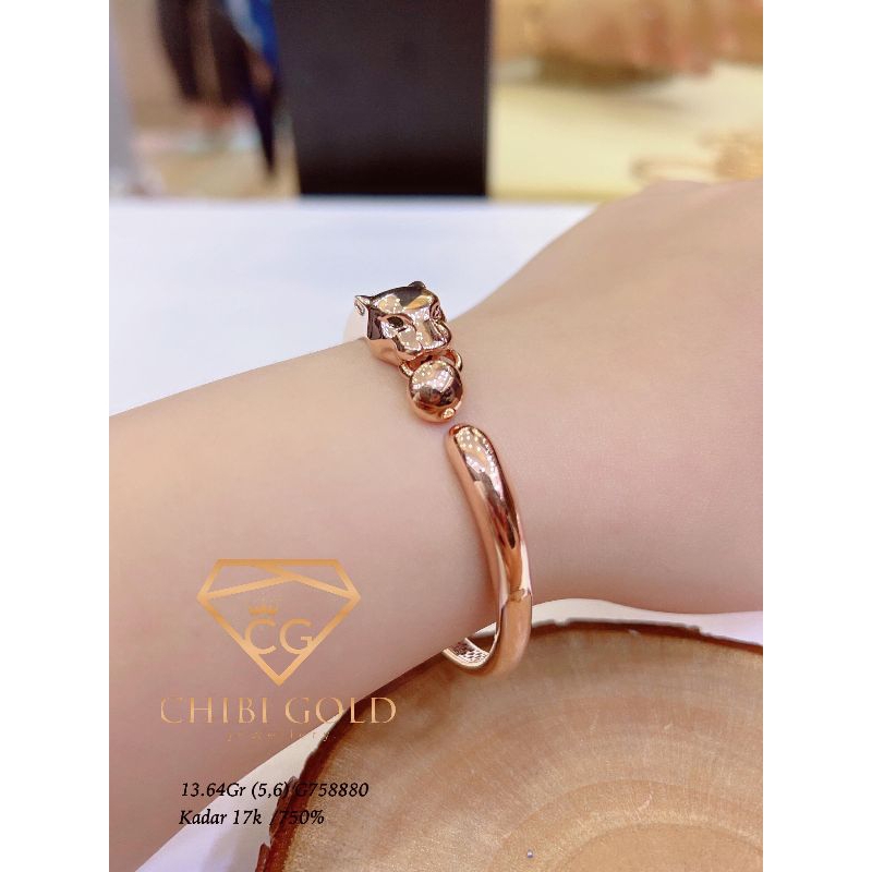 CHIBIGOLD - Gelang Bangle PANTHER emas 750 kadar 17K G758880  - CHIBIGOLD
