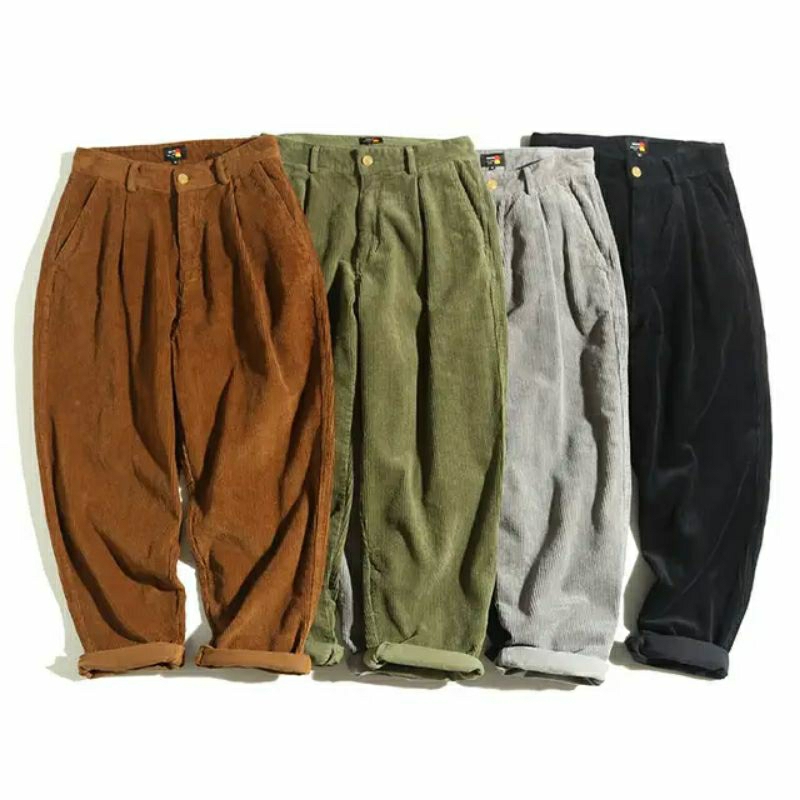 Celana Pria - Celana Panjang Bahan Corduroy - Loose Pants ,mustrad,hitam,hijau Corduroy - Celana Pan