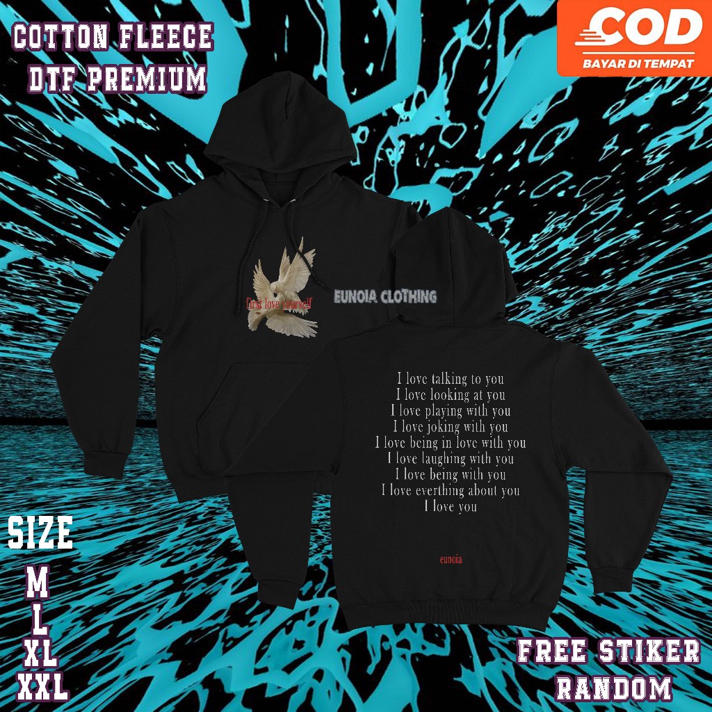 Jacket Hoodie Eunoia First Love Yourself | Hoodie Pullover ~ Free Sticker