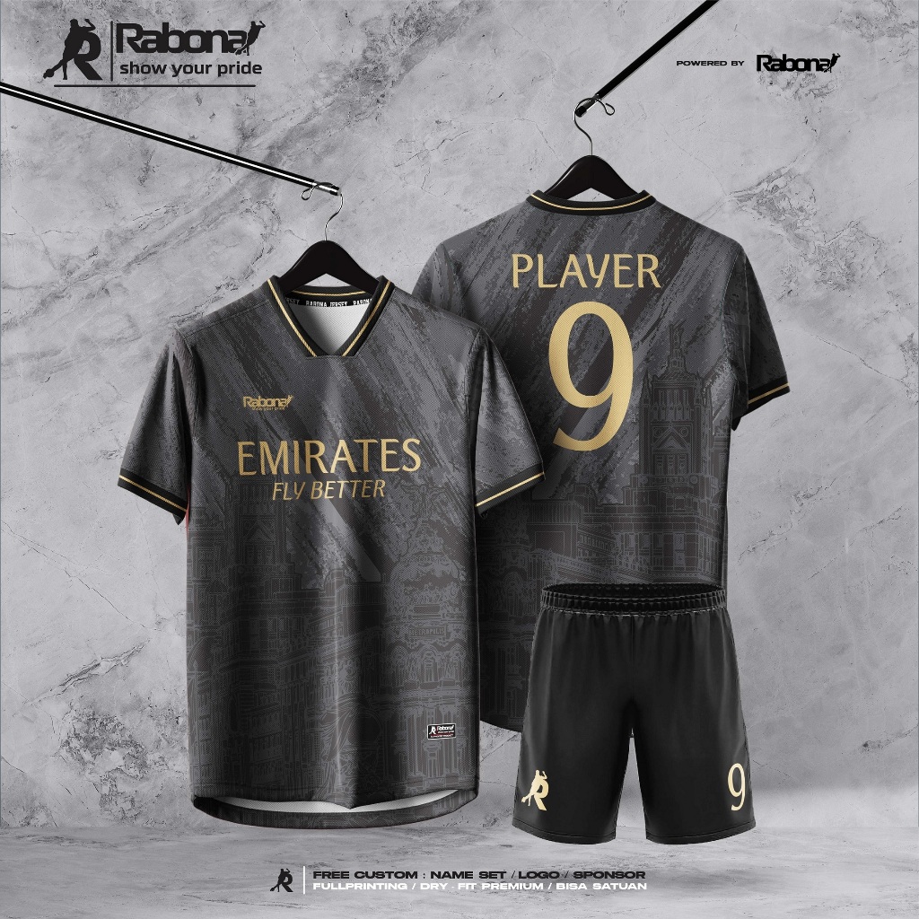 JERSEY FANTASI REAL MADRID HITAM || FULL PRINTING